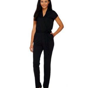 NWT H BY HALSTON WRAP V-NECK TIE WAIST JUMPSUIT